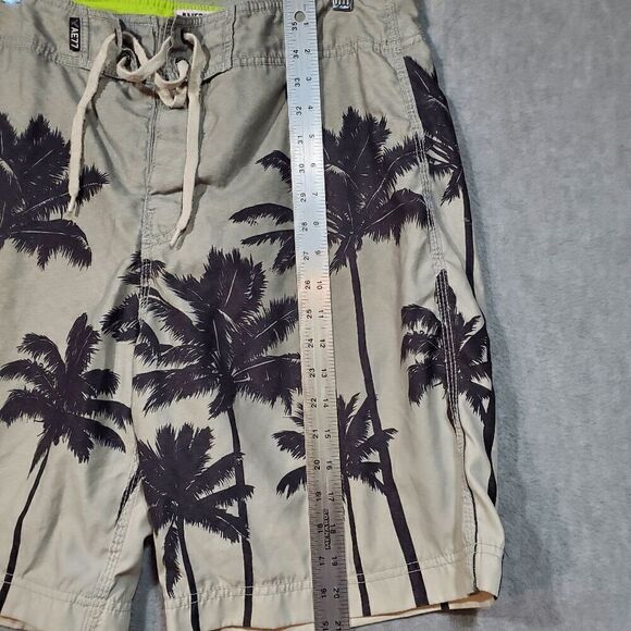 American Eagle Outfitters Trunks Men 32 Gray Palm Trees AE77 Swimwear Drawstring - Picture 4 of 8